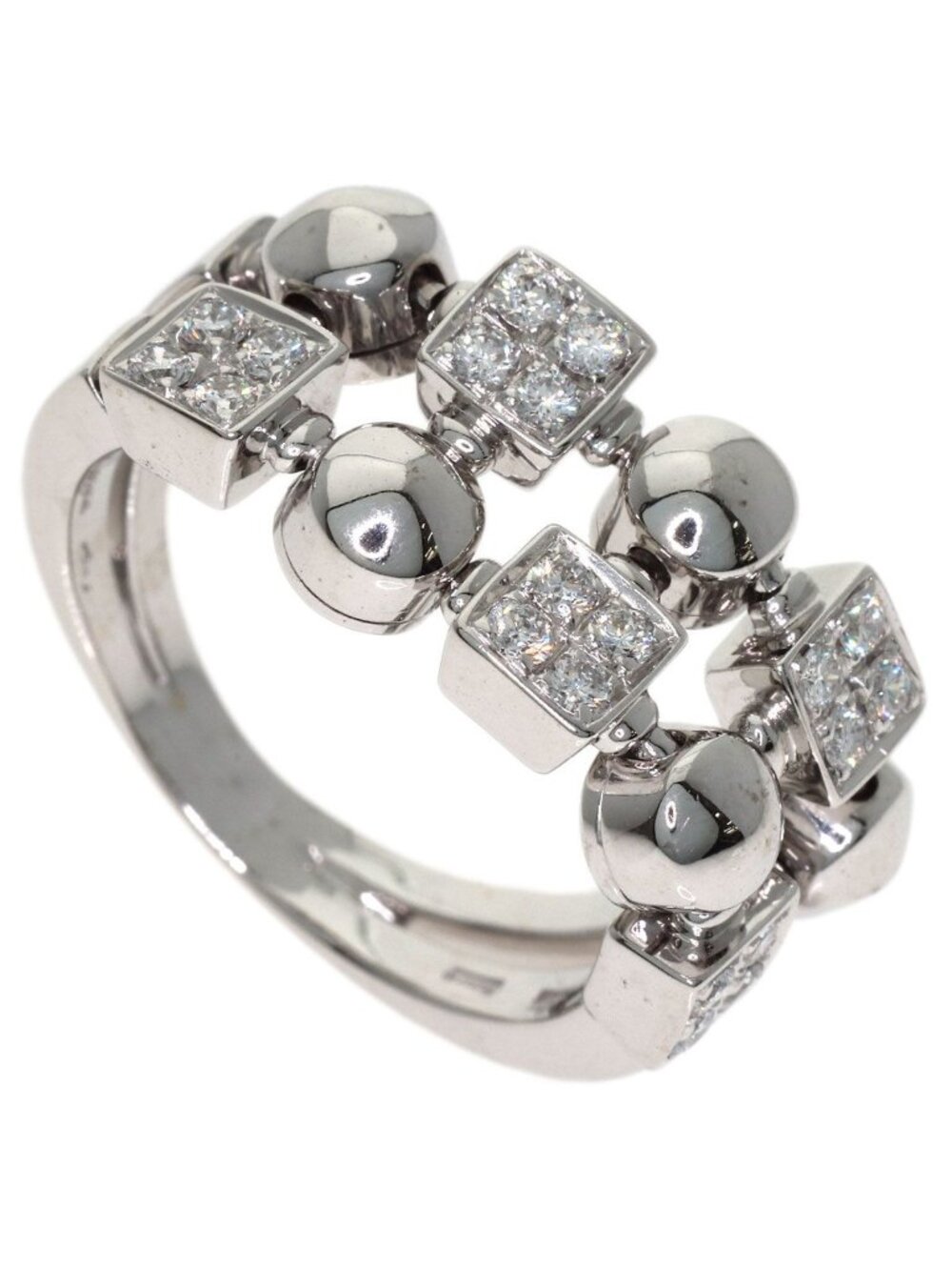 Bvlgari Lucia Row Diamond Ring 18k White Gold